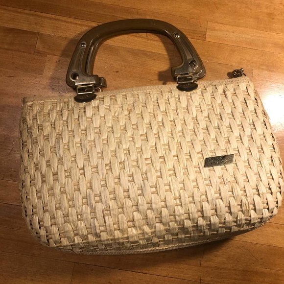 Vintage Italian PIER GIORGIO Straw Purse  Handbag with Melamine Hands, Mirror - Picture 13 of 16